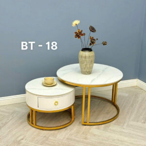 Alternative view of Bàn trà khung sắt mặt đá ceramic cao cấp - bàn sofa cặp mặt tròn PV-BT018