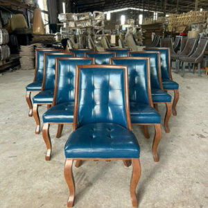 GHẾ GỖ BỌC DA XANH NAVY CAO CẤP GH-XN2025