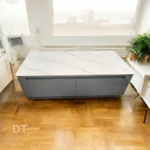 BÀN TRÀ MẶT ĐÁ VÂN MÂY CHÂN TỦ GHI BT-3322