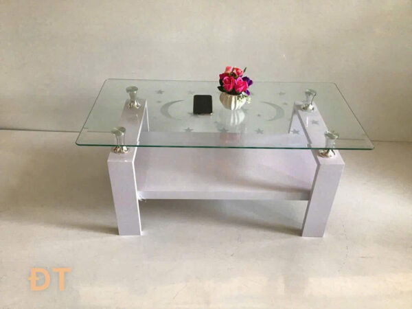 Bàn Trà Kính Cường Lực Họa Tiết Trăng Sao BT-542