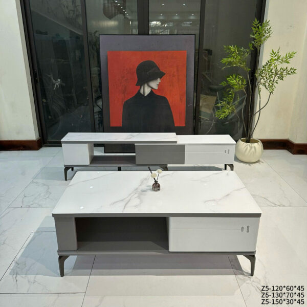 Bộ bàn trà và kệ tivi mặt đá Z5 BT-254