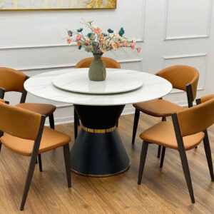 Bộ Bàn Ăn Tròn Mặt Đá 4 Ghế Hiện Đại bg-452