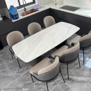 Bộ Bàn Ăn Mặt Đá Chữ Nhật 6 Ghế Cao Cấp bg-532