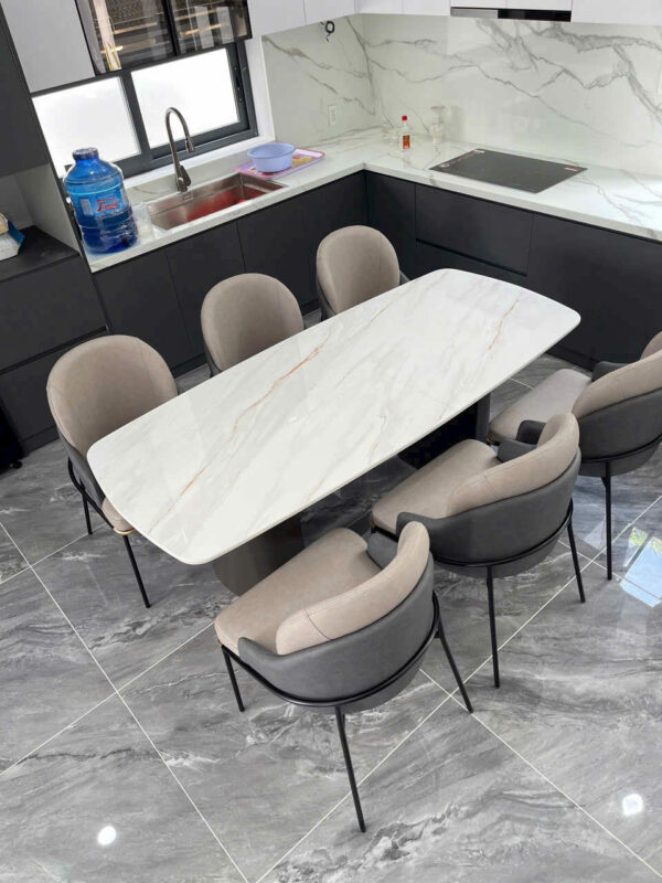 Bộ Bàn Ăn Mặt Đá Chữ Nhật 6 Ghế Cao Cấp bg-532