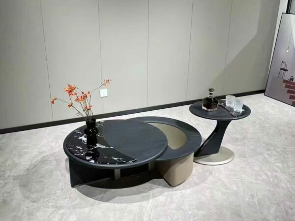Bàn sofa tròn đôi đẹp hiện đại mặt đá BSF-AD109