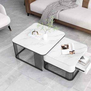 Alternative view of Bàn Trà Đôi Mặt Đá Ceramic BTĐC001