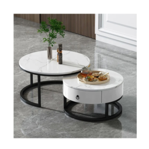 Bàn trà đôi khung sắt mặt đá DT-BT080