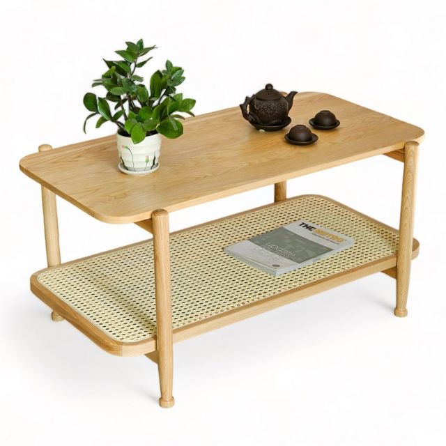 Bàn sofa hình chữ nhật 2 tầng 100x50x52cm gỗ tần bì VN-BT523KS 2 Bàn sofa hình chữ nhật 2 tầng 100x50x52cm gỗ tần bì VN-BT523KS