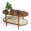 Bàn sofa hình Oval 2 tầng 100x50x52cm gỗ tần bì VN-BT525KS