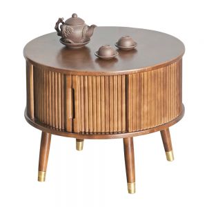 Bàn sofa tròn gỗ Ash cửa lùa mặt bàn gỗ cao su phủ veneer VN-BT525KS