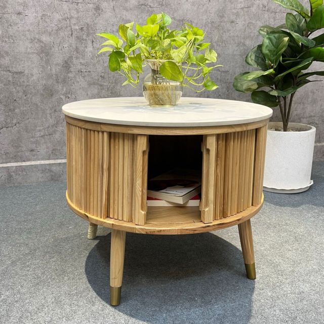 Bàn sofa tròn gỗ Ash cửa lùa mặt đá gỗ tần bì VN-TB509KS 8 Bàn sofa tròn gỗ Ash cửa lùa mặt đá gỗ tần bì VN-TB509KS - Ảnh 6