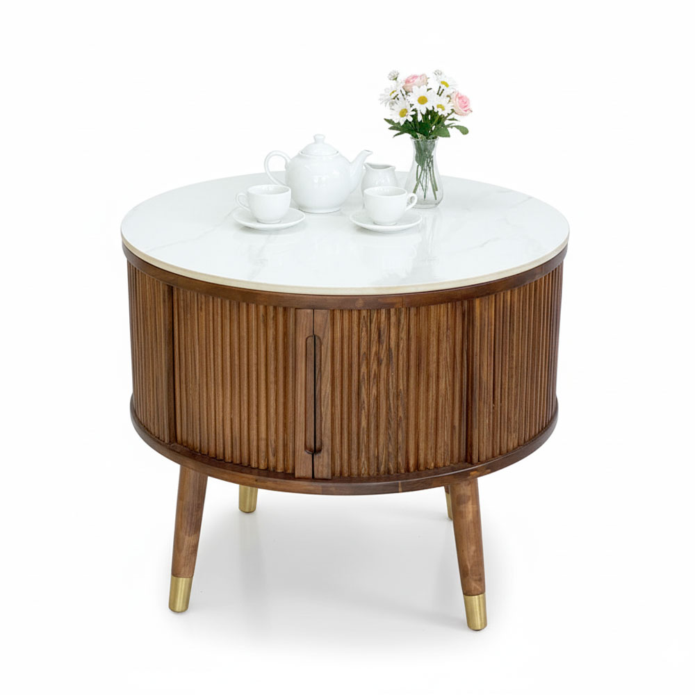 Bàn sofa tròn gỗ Ash cửa lùa mặt đá gỗ tần bì VN-TB509KS 3 Bàn sofa tròn gỗ Ash cửa lùa mặt đá gỗ tần bì VN-TB509KS