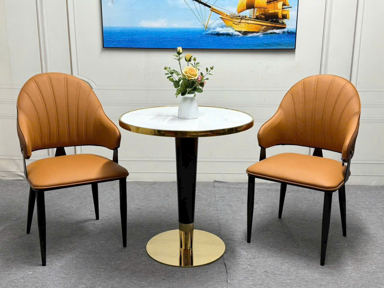 Bộ bàn 2 ghế cafe nhập khẩu mặt đá VN-0270VT 3 Bộ bàn 2 ghế cafe nhập khẩu mặt đá VN-0270VT