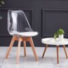 Ghế Eames mica trong suốt lót nệm chân gỗ VN-A05F
