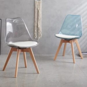 Alternative view of Ghế Eames mica trong suốt lót nệm chân gỗ VN-A05F