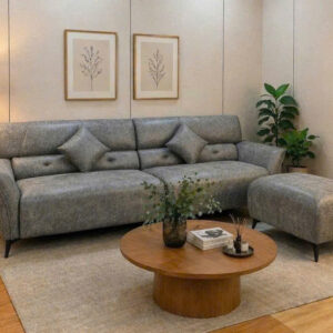 Sofa Da Vân Loang Xám Hiện Đại GSF-VN105