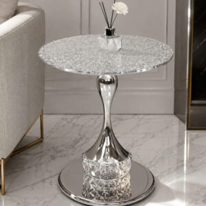 Bàn trà decor mặt pha lê tròn 50cm VN-AK170