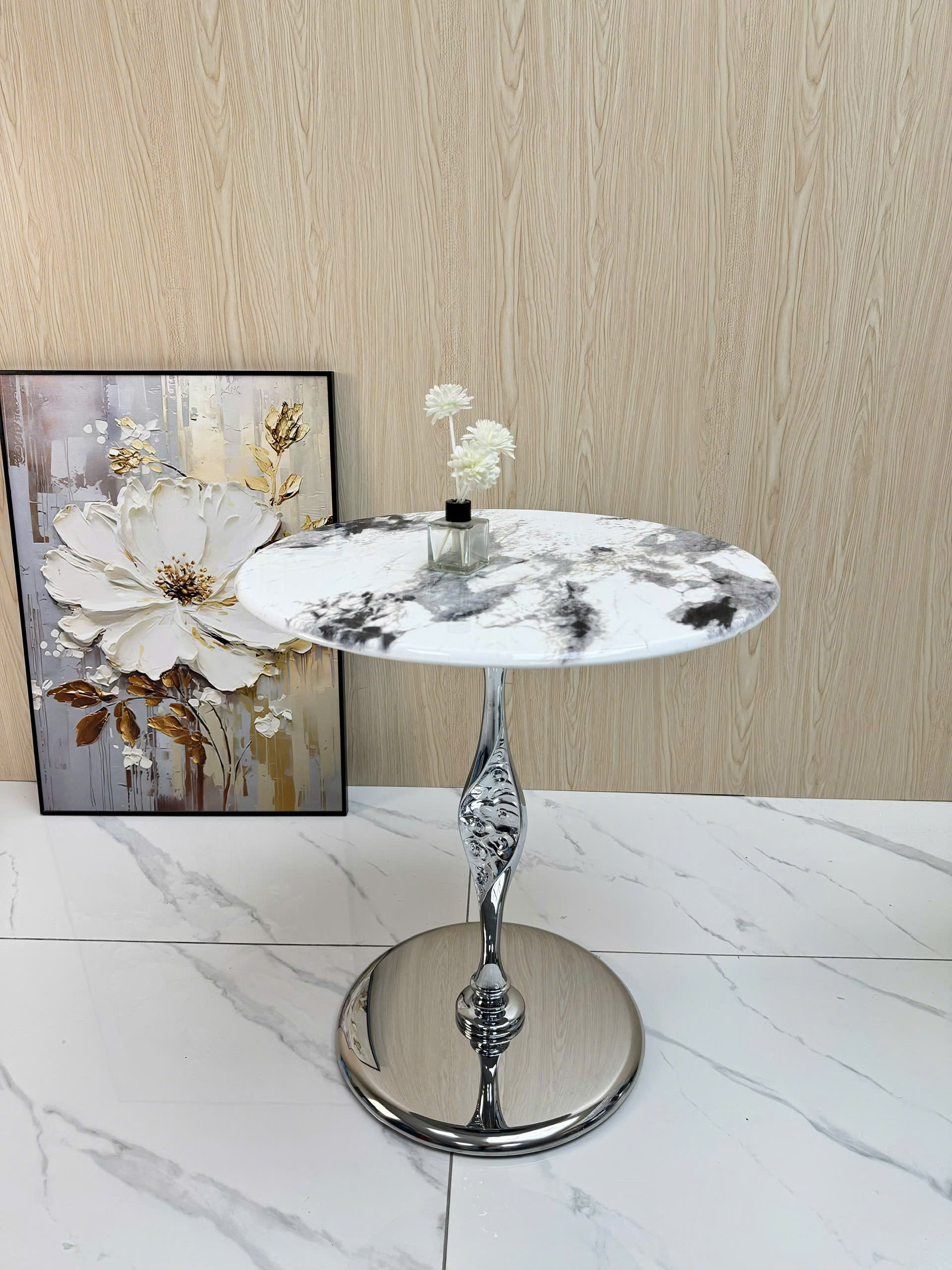 Bàn trà decor mặt đá tròn 50cm VN-AK150A 3 Bàn trà decor mặt đá tròn 50cm VN-AK150A