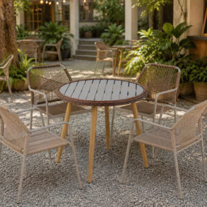 Alternative view of Bộ bàn ghế cafe mây nhựa ngoài trời VN-CF023