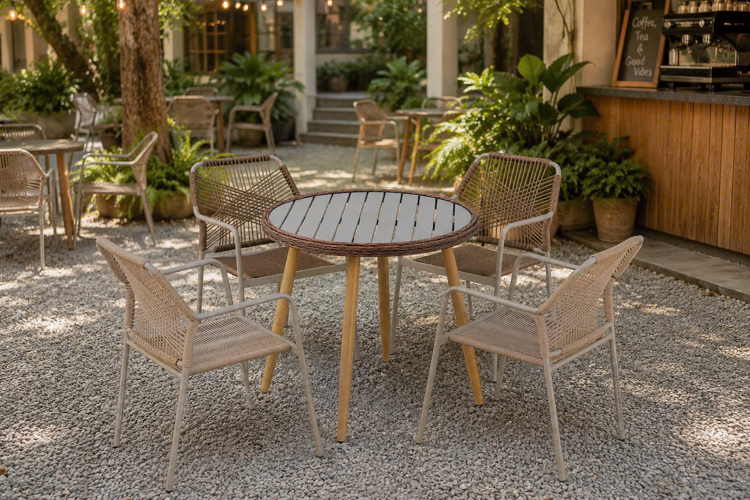 Bộ bàn ghế cafe mây nhựa ngoài trời VN-CF023 4 Bộ bàn ghế cafe mây nhựa ngoài trời VN-CF023 - Ảnh 2
